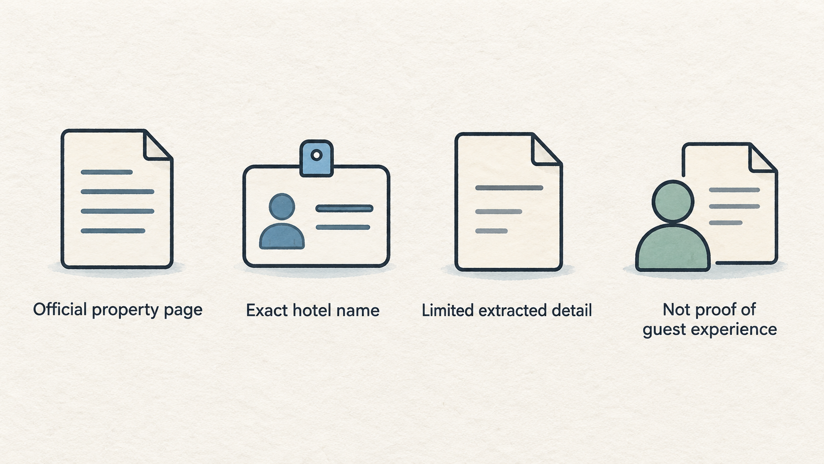 Show a simple three-step checklist of what the section says to confirm before relying on the hotel for a particular trip.